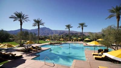 Resort pool overlooking stunning mountains