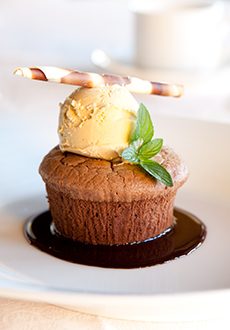 chocolate lava cake with ice cream