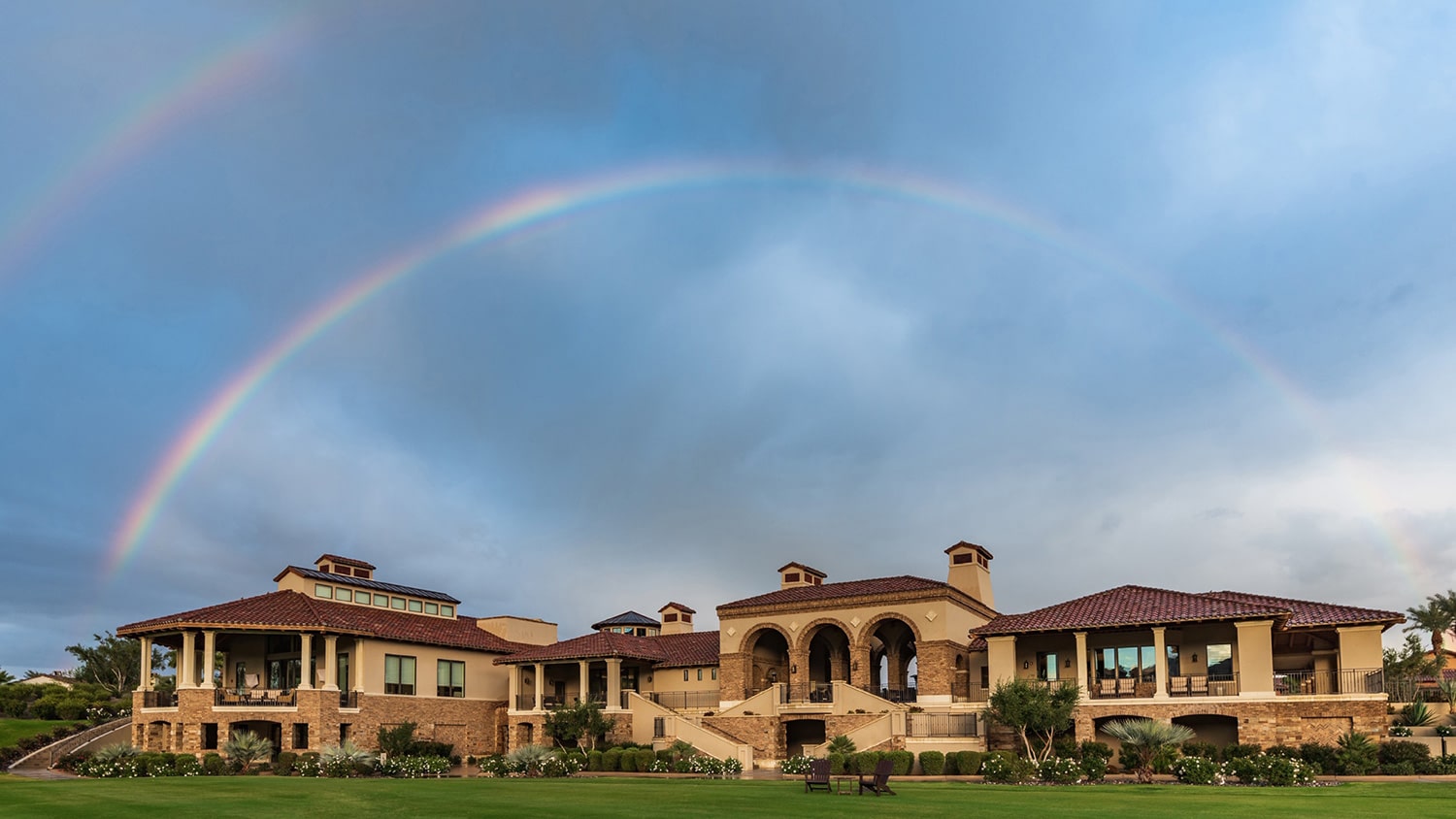 Andalusia rainbow over golf clubhouse