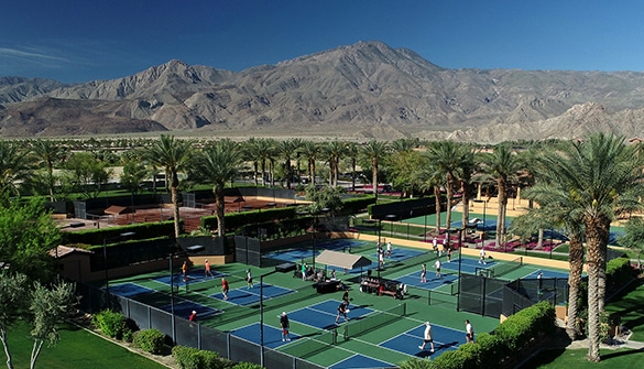 Pickleball courts with people